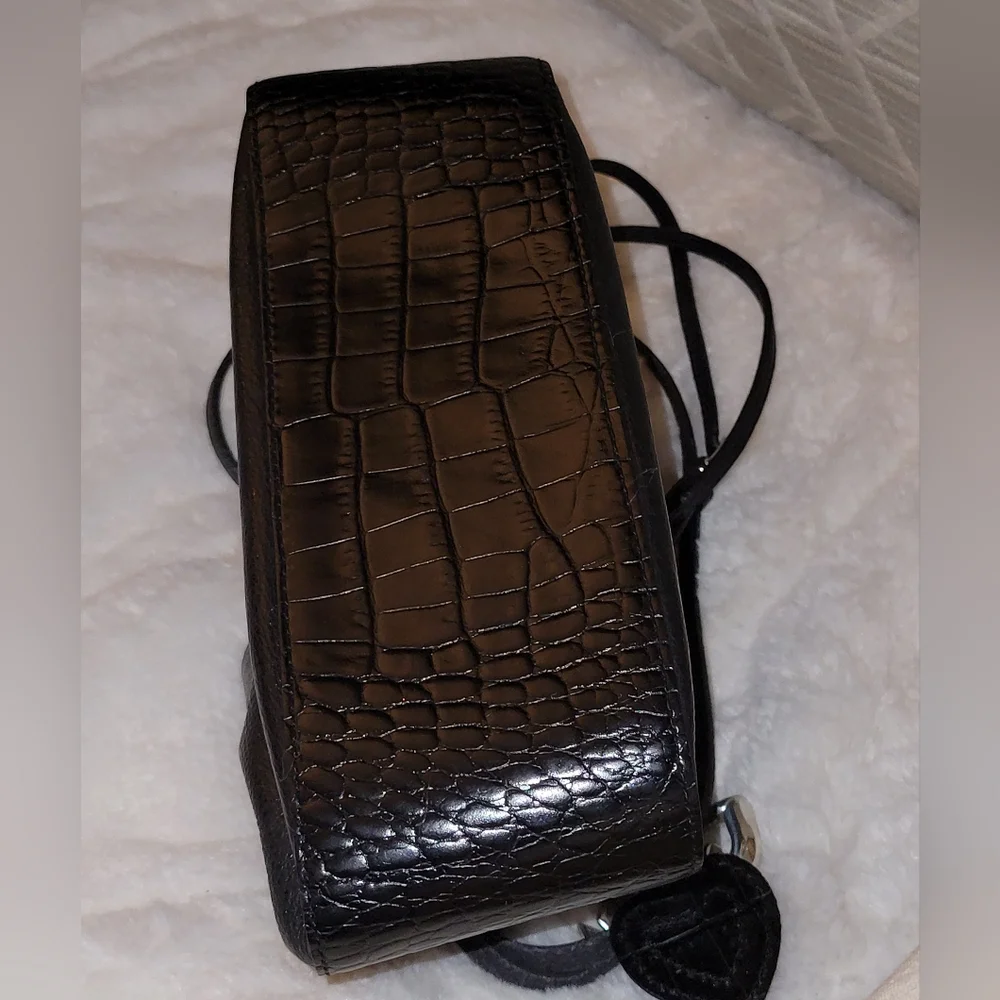 Brighton Handbag Black Leather Drawstring Bucket Bag Double Handle